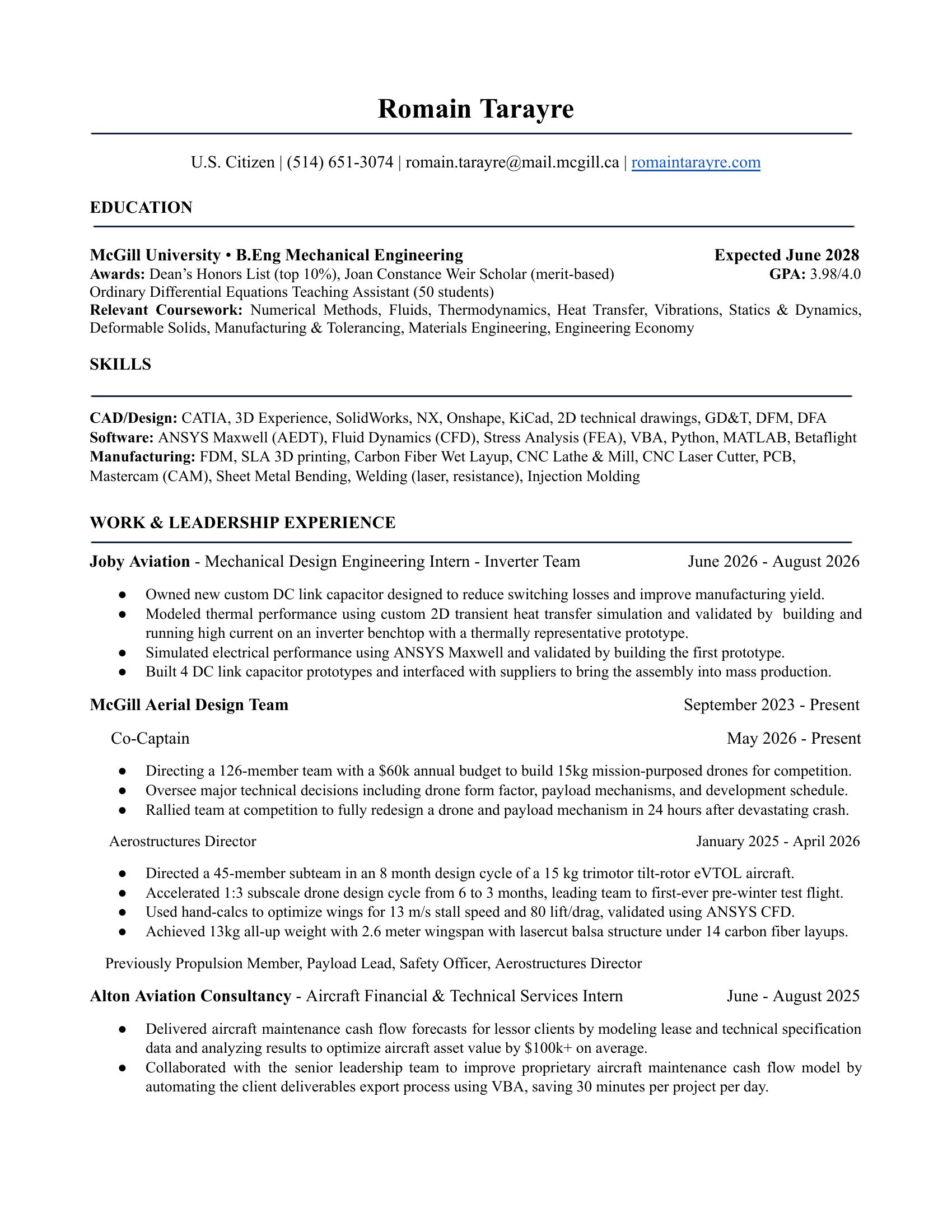 Preview of Romain Tarayre's resume — use the download button above to get the PDF.